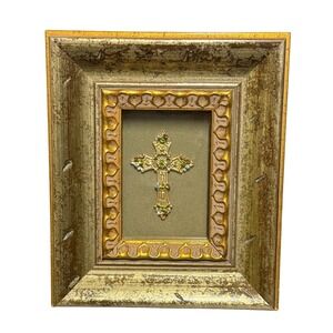 Belinda Miley Jeweled Cross Framed Wall Decor 2006 c6R Christian Religious Art